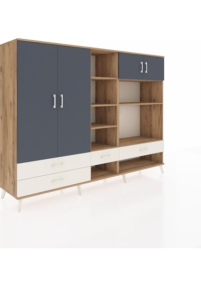Hyperion Dolap 12 Raflı 4 Çekmeceli 4 Kapaklı 220x44x163 Çam-antr Çam-antrasit/aytaşı Hyperion Dolap 12 Raflı 4 Çekmeceli 4 Kapaklı 220x44x163 Çam-antr Çam-antrasit/aytaşı