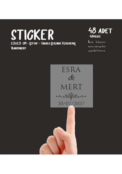 Süs Etiketi 3,5cm Şeffaf 48 Adet