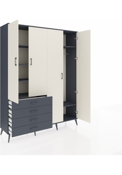 Hyperion Gardrop 6 Raflı 4 Çekmeceli Tek Askılı 176x44x221 Antrasit-aytaşı/antrasit Aytaşı/antrasit Hyperion Gardrop 6 Raflı 4 Çekmeceli Tek Askılı 176x44x221 Antrasit-aytaşı/antrasit Aytaşı/antrasit