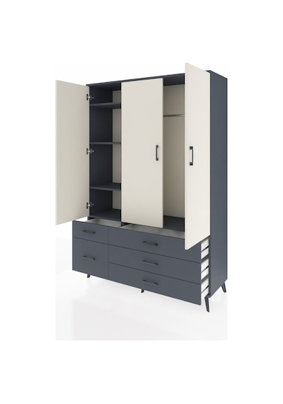 Hyperion Dolap 5 Raflı 5 Çekmeceli Tek Askılı 132x44x195 Antrasit-aytaşı/antrasit Aytası/antrasıt Hyperion Dolap 5 Raflı 5 Çekmeceli Tek Askılı 132x44x195 Antrasit-aytaşı/antrasit Aytası/antrasıt