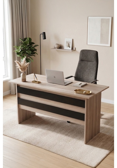 Yurudesign Vario A Ofis Çalışma Masası Meşe-Siyah