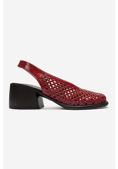 Luvi Shoes Monvera Kırmızı Rugan Hakiki Deri Önü Kapalı Lazer Kesim Kalın Topuklu Kadın Sandalet Luvi Shoes Monvera Kırmızı Rugan Hakiki Deri Önü Kapalı Lazer Kesim Kalın Topuklu Kadın Sandalet