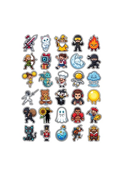 Sevimli Karakterler Chibi Sticker Seti 150 Adet - 5'li Mega Paket No17 - Laptop Defter Ajanda Çok Renkli