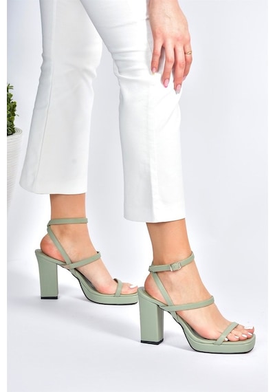 Fox Shoes Yeşil Kalın Topuklu Günlük Kadın Ayakkabı M282462709