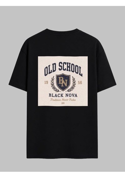 Black Nova Oversize Baskılı Unisex Tişört Back To The School Black Siyah