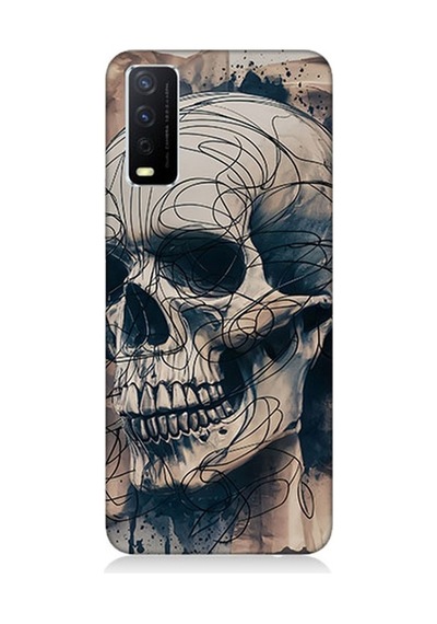 Vivo Y11s Uyumlu Renkli Kurukafa Desenli Silikon Kılıf