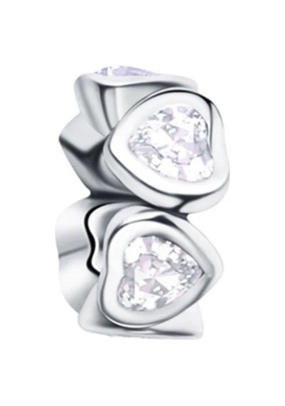 Nur Silver Sıralı Kalpli Gümüş Charm Nur-bl00121