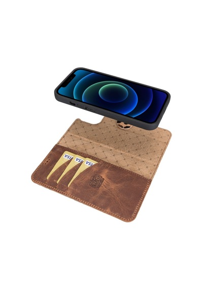 Bouletta Apple İphone 13 Uyumlu Deri Cüzdanlı Kılıf Leo-1 Leopar