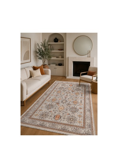 Dekoratif Halı Kaymaz Taban Leke Tutmaz Yıkanabilir Kilim Özel Ölçü Salon Halısı 3008 Çok Renkli