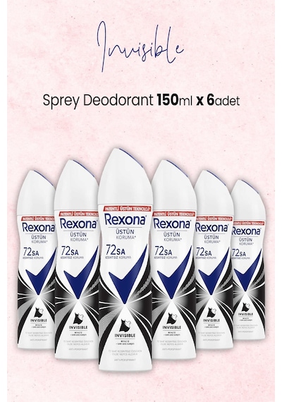 Rexona 72 Saat Invisible Kadın Sprey Deodorant 6 x 150 ML