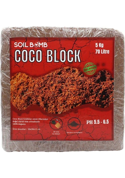 Soil Bomb Coco Block 70 Litre Hindistan Cevizi Toprağı 70 L