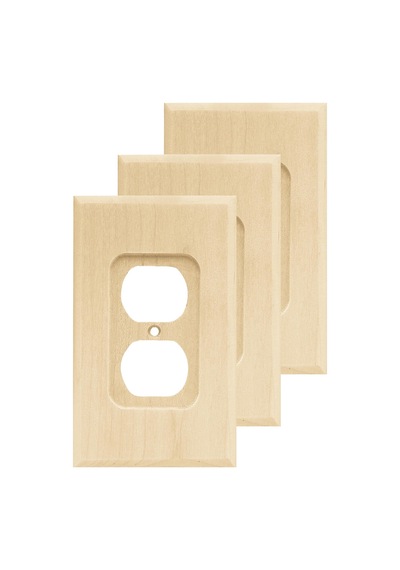 Franklin Brass W10397v-un-c Kare Tek Çift Yönlü Çıkış Duvar Anahtarı Plakası/kapağı, 3'lü Paket, Bitmemiş Ahşap