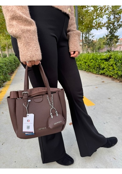 Just Polo Lüks Tasarım 3 Bölmeli Yumuşak Deri Lüks Ve Şık Dokunuş El & Omuz Çantası Shoulder Bag Kahverengi
