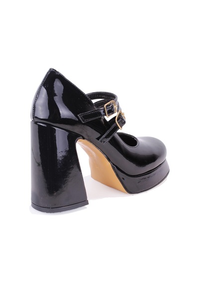 Dagoster Dza07-337566 Siyah Rugan Platform Topuklu Kadın Ayakkabı Siyah Rugan