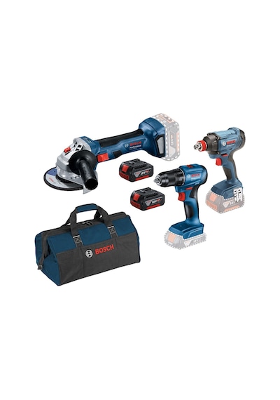 Bosch Gsr 185 + GDX 180 + GWS 180 2x4Ah Akülü Çantalı Vidalama Taşlama Seti - 0615990N3P