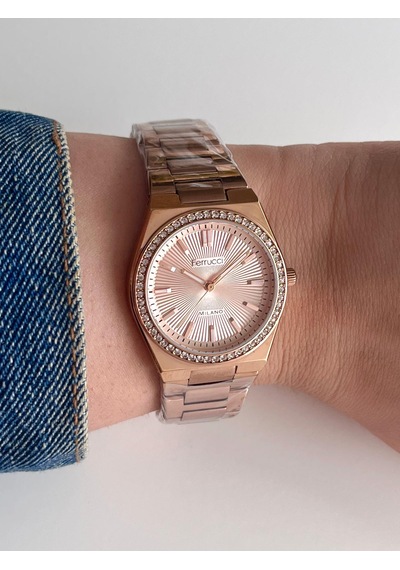 Ferrucci Fc73894 Zirkon Taşlı Şık Çelik Kordon Ve Kasa Kadın Kol Saati Rose Gold
