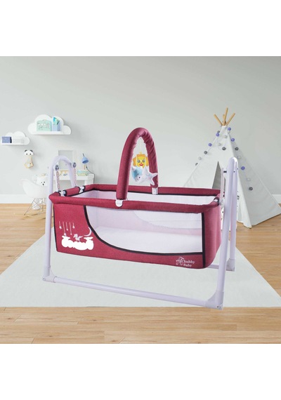 Chubby Baby Müzikli Melodi Kutulu Candy Sepet Beşik Sallanır, 2 Peluş Oyuncaklı Beşik Bordo Chubby Baby Müzikli Melodi Kutulu Candy Sepet Beşik Sallanır, 2 Peluş Oyuncaklı Beşik Bordo
