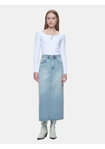 LTB Danıca Skırt Uzun Boy Jean Mid Indigo Etek Mavi