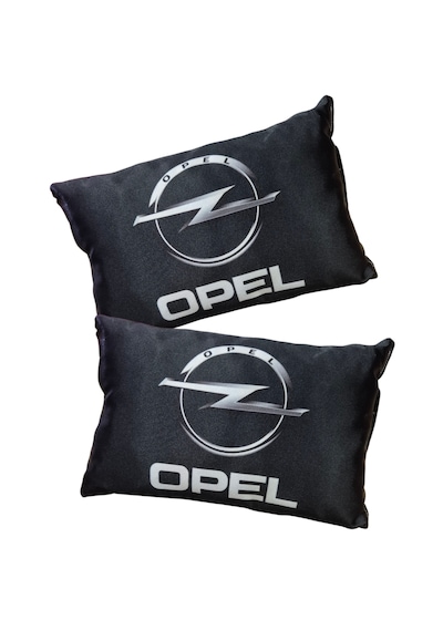 Opel Logolu Dijital Baskılı Siyah Araç Boyun Yastığı & Kırmızı Oto Ayna Askısı 2 Li Set Siyah Kırmızı