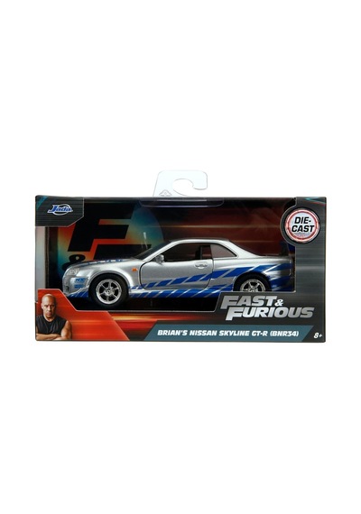 Jada Fast And Furious Diecast Model 12cm 2002 Nissan Skyline Gtr R34silver/blue