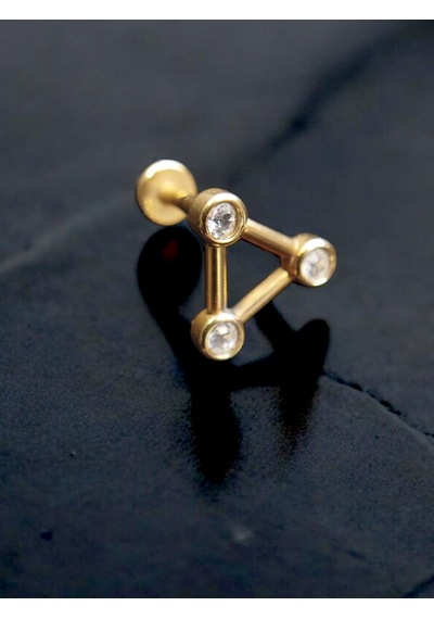 Üçgen Model Zirkon Taşlı Helıx Tragus Conch Piercing
