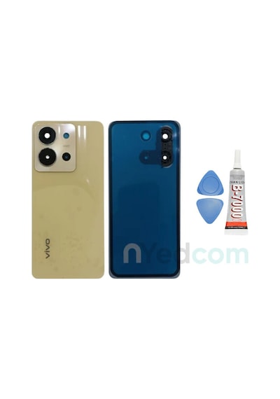 Vivo Y36 Gold Kamera Camlı Arka Cam Batarya Pil Kapağı Telefon Arka Kapak Altın