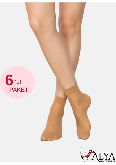 Alya Underwear Kadın Parlak Soket Çorap, 15 Den, Fit - 6'lı Paket Ten 57 6'lı