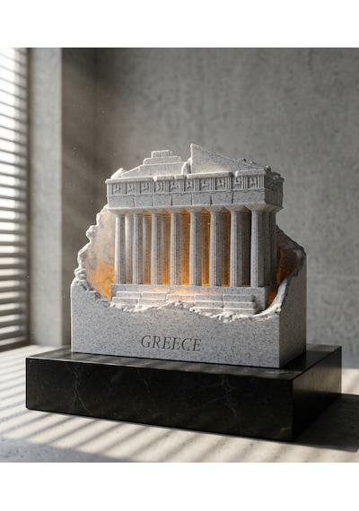 Dünya Mirasları Led Işıklı 3d Dekoratif Yapılar Koleksiyonu Yunanistan Parthenon Gri