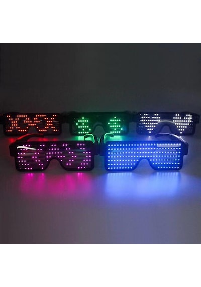 Çok Renkli Led Işıklı Şarjlı Parti Gözlüğü Kablosuz Yılbaşı Düğün