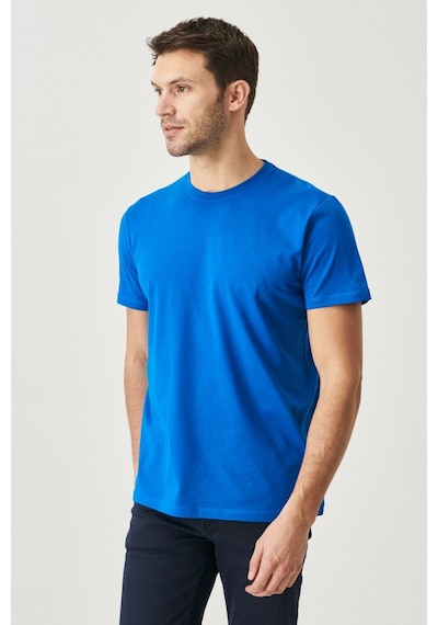 Ac&Co / Altınyıldız Classics 547236493 Slim Fit Bisiklet Yaka Düz Erkek Tişört 2'li Kırmızı - Mavi