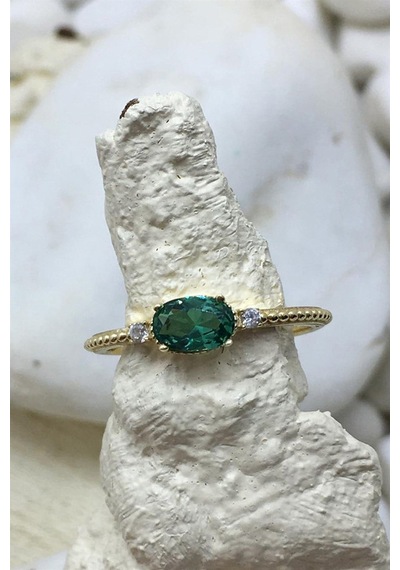 Green Topaz Minimal Yüzük - Ak831