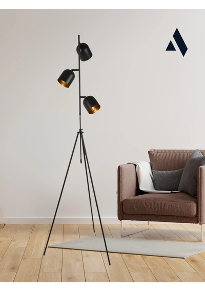 Horion Tripod Lambader 3 Başlıklı, Ayarlanabilir, Metal Gövde Siyah, Beyaz, Eskitme Gold Siyah