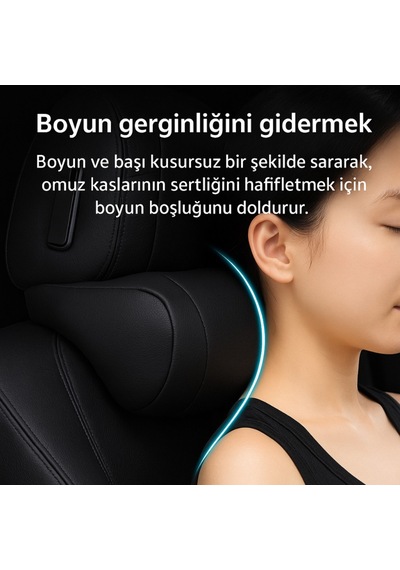 Polham Ergonomik Premium Araç Boyun Yastığı Delikli Nefes Alabilen Yapı, Tüm Araçlara Uyumlu, Ortopedik Yastık Siyah