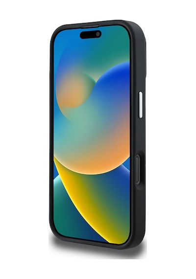Apple Uyumlu iPhone 16 Pro Max Kılıf Guess Lisanslı Magsafe Şarj Özellikli Grained Triangle Kapak Siyah