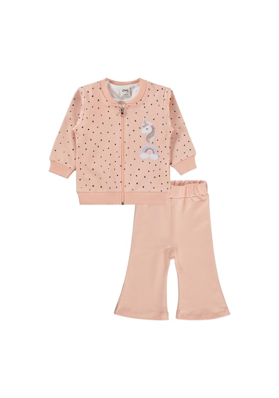 Civil Baby Unicorn Nakışlı Hırkalı 6-18 Ay Takım - Pudra