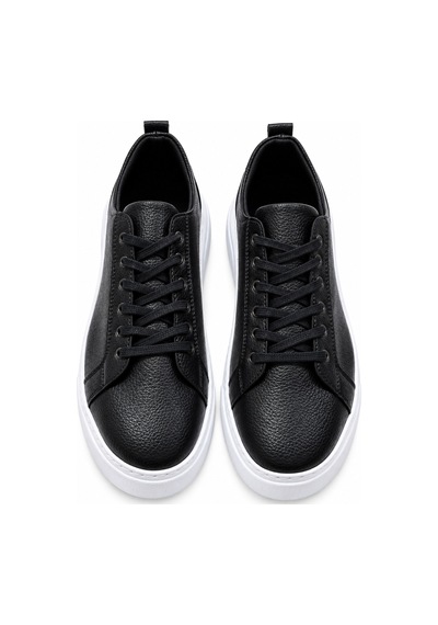 Yalçın Erkek Beyaz Bağcıklı Ortopedik Günlük Sneaker Spor Ayakkabı Kalın Taban Siyah - 919472745 Siyah