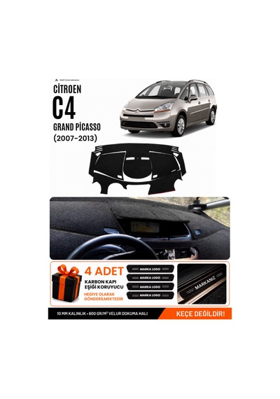 Cıtroen C4 Grand Picasso 2007-2013 Uyumlu Torpido Örtüsü, Torpido Kılıfı - Siyah