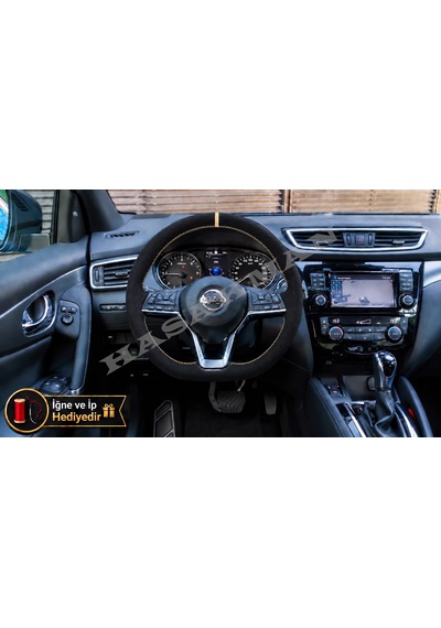 Nissan Juke F16 Dikme Direksiyon Kılıfı Full Alcantara Süet Bej Yüzük Ve Bej Dikiş 2019-2024