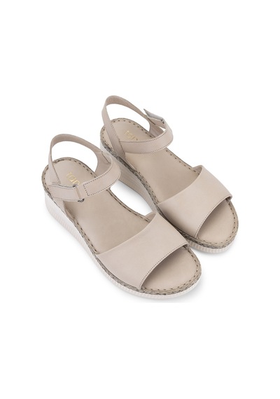 Tamer Tanca Kadın Hakiki Deri Bej Comfort Sandalet 1107 108 Bn Sndlt Y25 Bej Dr Bej