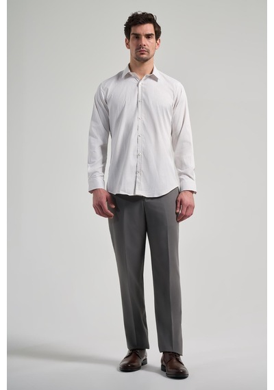 İmza Beyaz Uzun Kol Desen Yarım İtalyan Yaka Cepsiz Esnek Classic Slim Fit Gömlek 1004245220 Badem Beyaz İmza Beyaz Uzun Kol Desen Yarım İtalyan Yaka Cepsiz Esnek Classic Slim Fit Gömlek 1004245220 Badem Beyaz