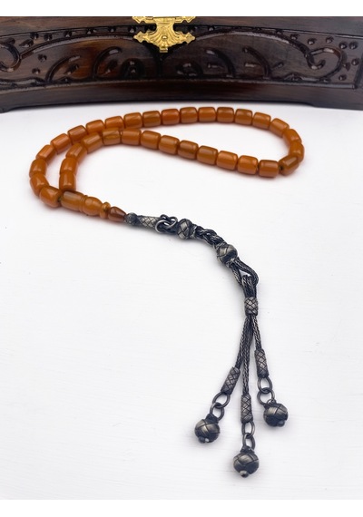 1000 Ayar Kazaz Püsküllü Kapsül Kesim Sıkma Kehribar Tesbih