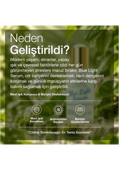Tr Blue Light Serum 30 Ml Mavi Işık Serumu Ve Cilt Bariyeri Tamamlayıcı Yüz Ve Boyun Bakımı Niasinamid Hyalur