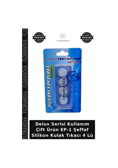 Delux Serisi Kullanım Çift Ürün Ep-1 Şeffaf Silikon Kulak Tıkacı 4 Lü