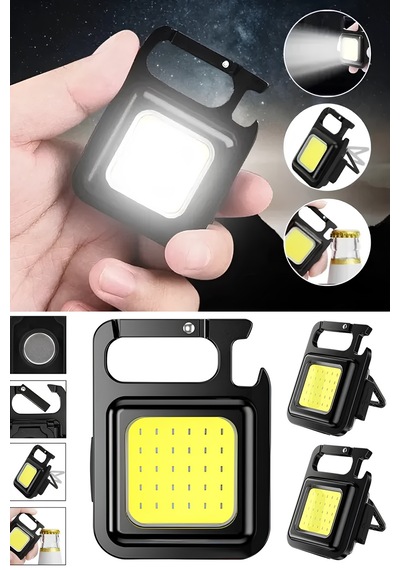 Mobee Çok Fonksiyonlu Mini Led El Feneri Mıknatıslı Su Geçirmez El Feneri Siyah