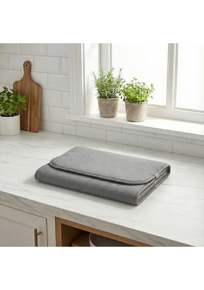 Orret Home Mikrofiber Su Emici Bulaşıklık Matı 37x60 Cm Tezgâh Üstü Bulaşık Kurutma Matı, Kaymaz Su Emici Diğer