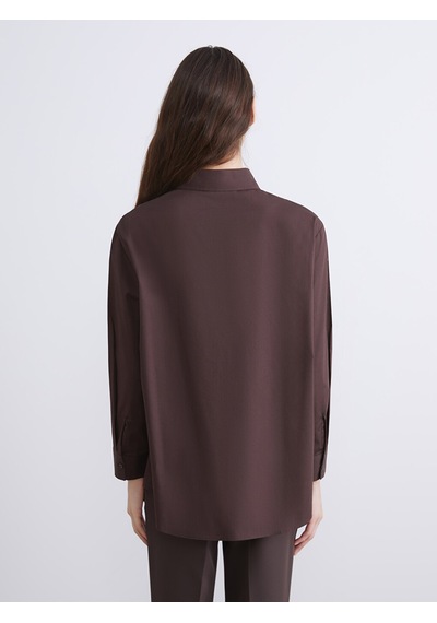 Lcw Modest Kahverengi Oversize Poplin Kadın Gömlek Tunik