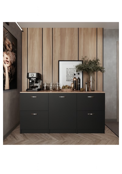 Badem Mutfak 1 Kapaklı - 4 Çekmeceli Alt Modül - 150 Cm - Çok Amaçlı Dolap - Tezgah Dahil Antrasit Badem Mutfak 1 Kapaklı - 4 Çekmeceli Alt Modül - 150 Cm - Çok Amaçlı Dolap - Tezgah Dahil Antrasit