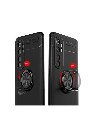 Xiaomi Mi Note 10 Lite Kılıf Zore Ravel Silikon Kapak Siyah-Kırmızı