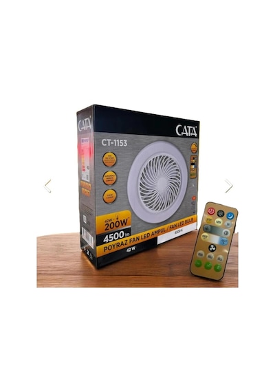Cata Ct-1153 Fanlı 42w 3 Renk Dim Edilebilir Kumandalı Poyraz Led Ampul E27 Duy