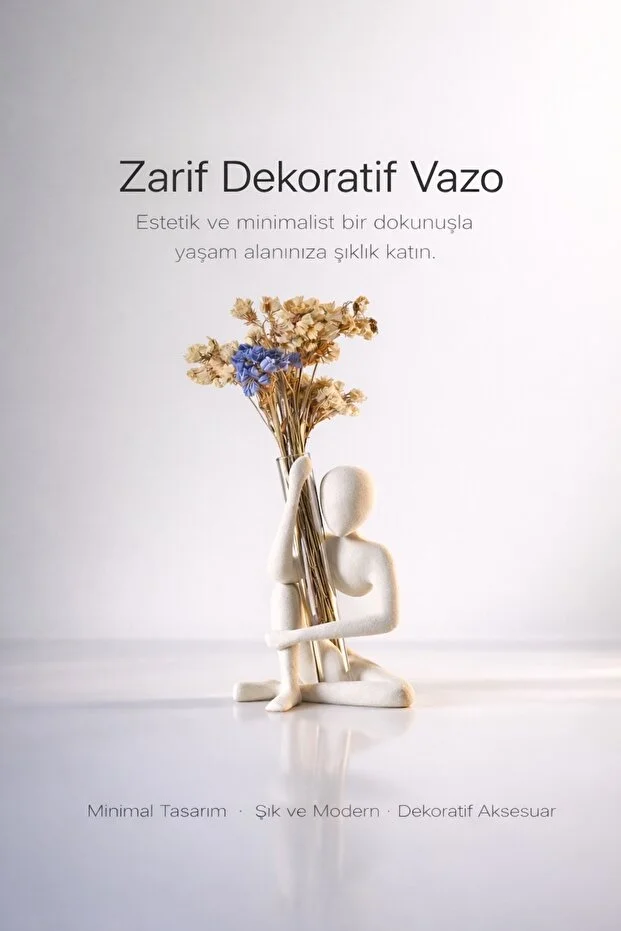 Minimalist İnsan Figürlü Vazo Cam Tüplü Modern Dekoratif Biblo 15 Cm -